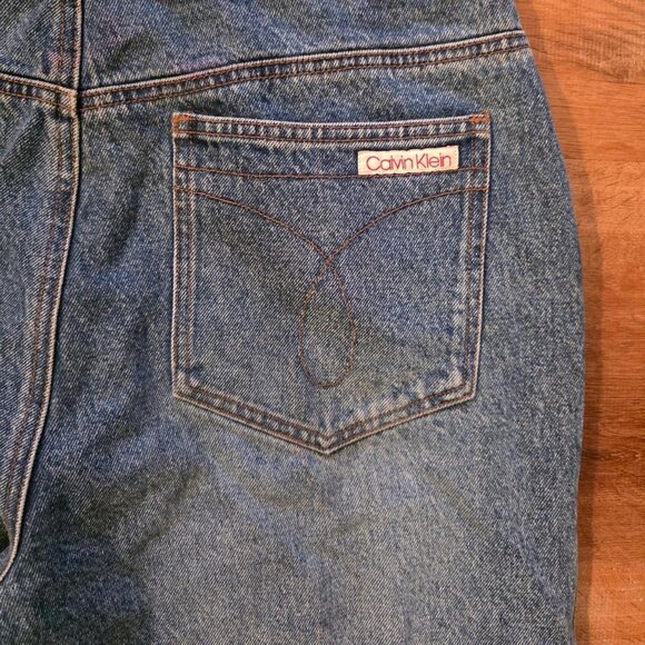 Vintage 90s Calvin Klein Embroidered Denim Jeans ✨ Frayed Hem Boho Y2K - Picture 5 of 7
